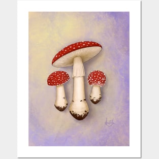 Amanita Muscaria with background Posters and Art